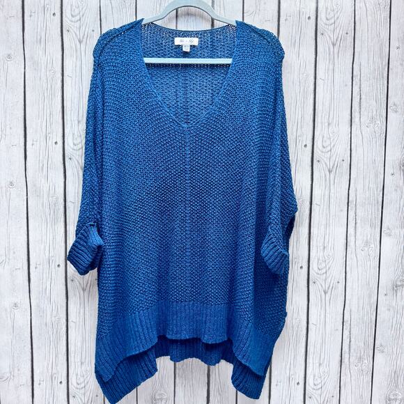 She + Sky V-Neck Oversized Sweater One Size Fits Most - Picture 1 of 3
